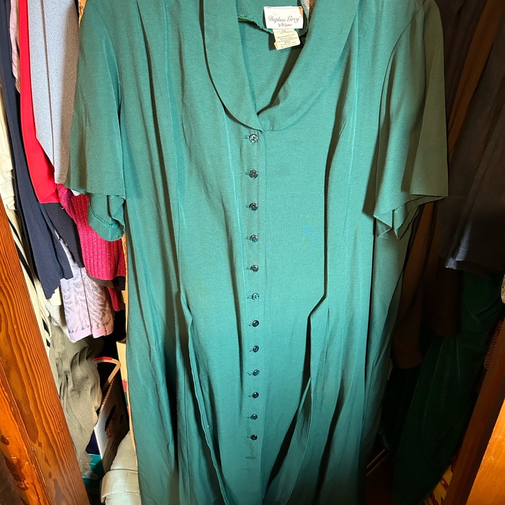 Daphne Grey Teal Button-Down Dress